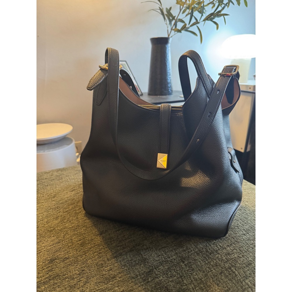 Kate Spade New York Black Pebbled Leather Knott Large Hobo Shoulder Bag Gold